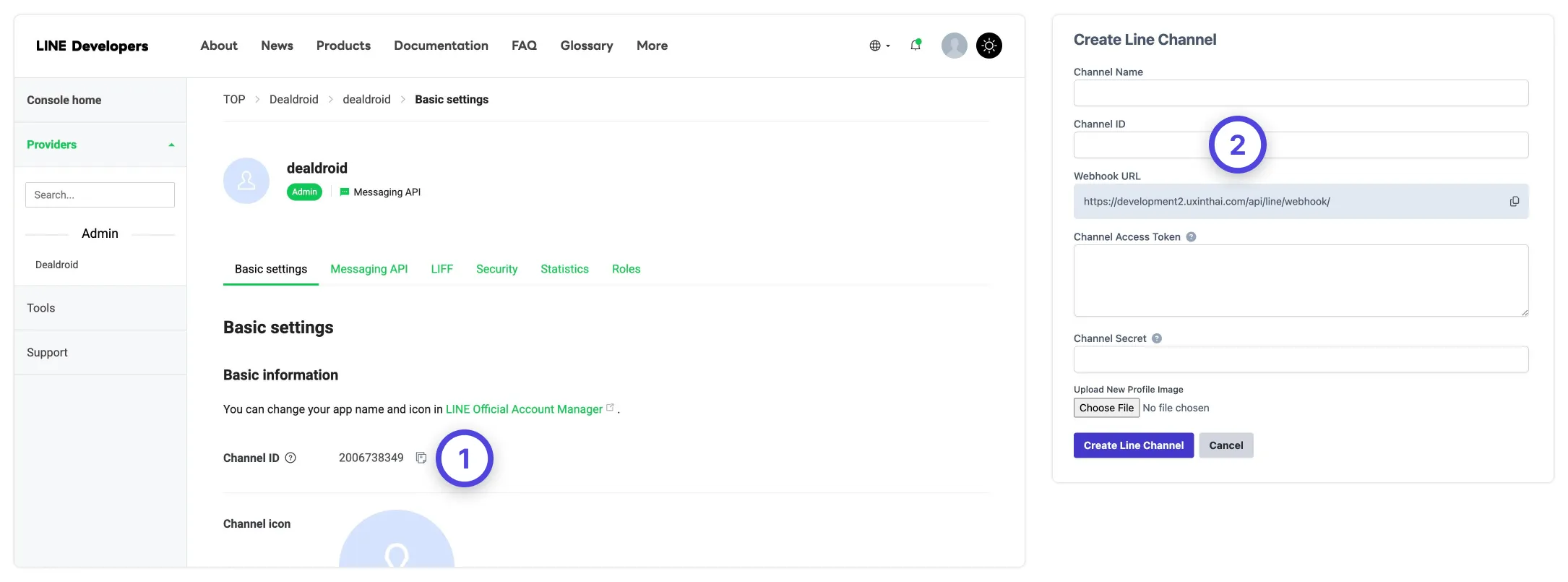 LINE Channel Basic Settings